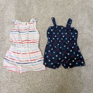 Striped and Star-Patterned Girls Rompers - 3T
